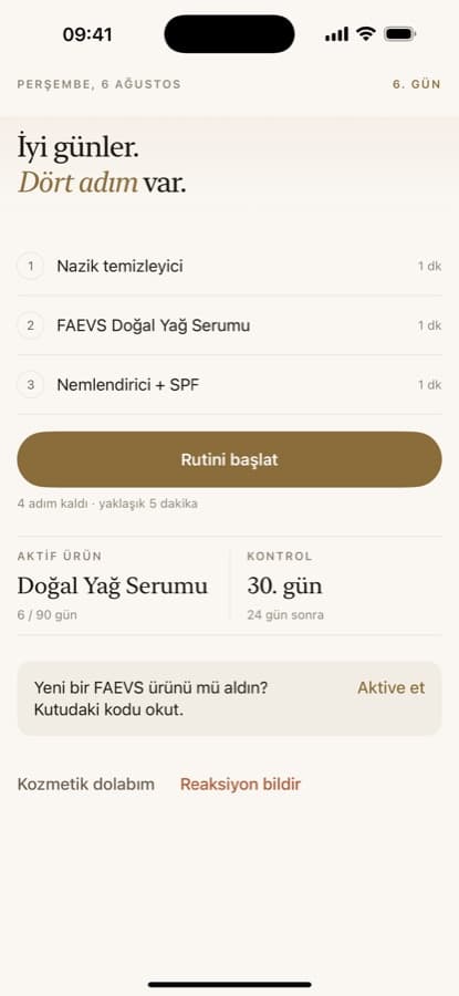 FAEVS iOS — daily routine