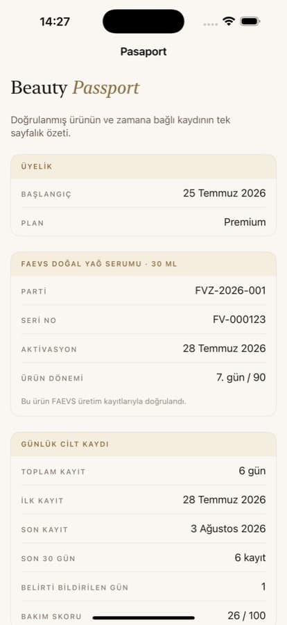 FAEVS iOS — Beauty Passport